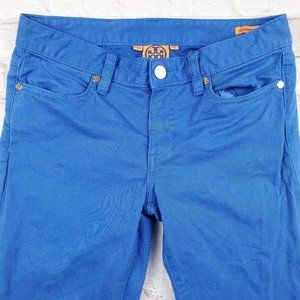 TORY BURCH 26 Bright Blue CROPPED SKINNY Jeans